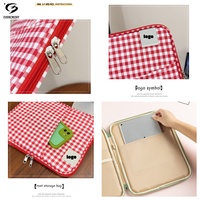 Housse de protection matelassée douce pour ordinateur portable et tablette, en polyester à carreaux, avec fermeture éclair, pour voyage d'affaires, usage quotidien, personnalisable avec logo, portable, style Candy Quilted