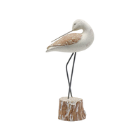 Figurine d'oiseau côtier en résine faite à la main, style bois flotté nautique, sculpture aquatique sur base en bois, décoration pour maison de plage