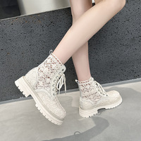Bottes Martin à lacets en tissu tressé pour femme, nouveau style, maille ajourée respirante, tendance, polyvalentes, cool