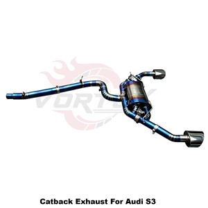 ระบบท่อไอเสียแบบ Catback สีน้ำเงินไทเทเนียม Vortex Sport Sound Tuning สำหรับ Audi S3 ปี 2013-2023 พร้อมวาล์วอิเล็กทรอนิกส์สำหรับรถแข่ง - Product Image 4
