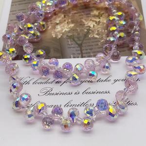 Perles en verre en forme de goutte de cristal de fraise, 6 mm, perles en verre en vrac pour la fabrication de bijoux DIY, trou horizontal, facettées - Product Image 2