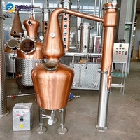 Alambic en cuivre ZJ 50-500L pour whisky, équipement de distillation de liqueur, fabricant d'équipements de distillation d'alcool