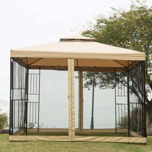 Rangka Gazebo Taman, Rangka Baja Gazebo Kain Poliester 3*3M Teras Halaman Belakang Atap Ganda Gazebo Kanopi Pengganti - Product Image 2