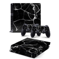 Autocollants de protection pour console PS4 avec 2 protections de manettes, communication filaire, matériau PVC