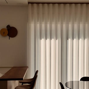 Rideaux en tulle texturé en coton et lin personnalisables, draperies à œillets en polyester pour la décoration de la maison et des hôtels - Product Image 2