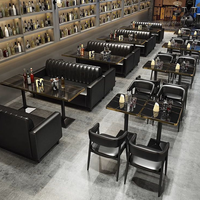 Nouvelle arrivée : canapé de café moderne, banc rembourré noir, table à manger noire, mobilier pour restaurant, café, bistrot