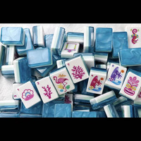 Jeu de Mahjong Américain Bleu 160 Tuiles NMJL Standard Tuiles de Mahjong en Acrylique 4 Couches Impression Artistique Colorée Jeu de Société pour la Maison Cadeau