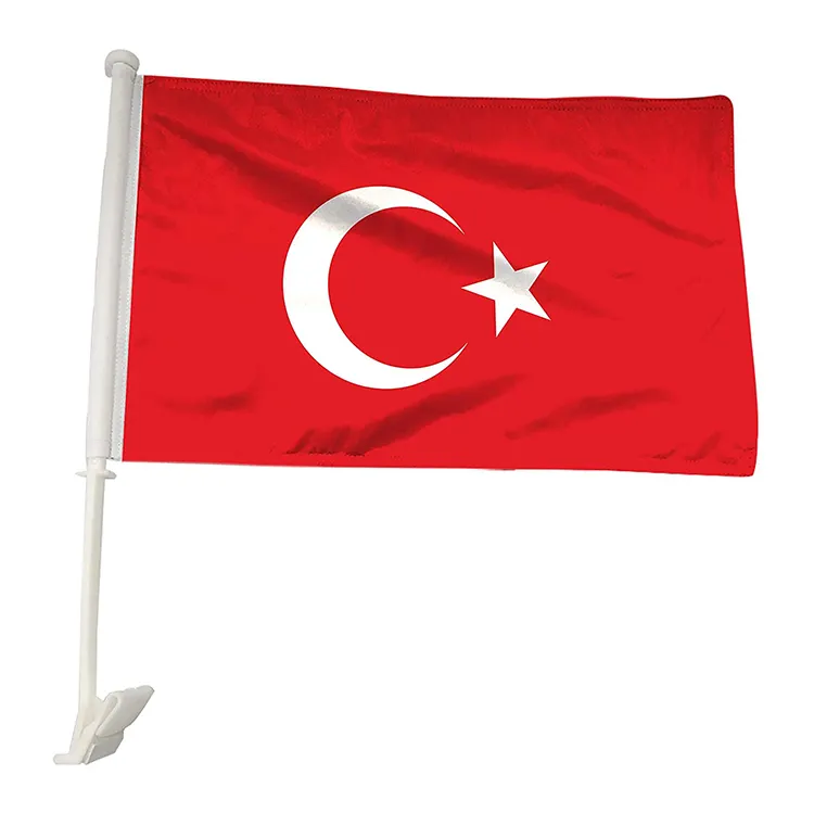 Venta al por mayor Mini PAÍS 12x18 pulgadas banderas turcas del coche 30x45cm bandera del coche de Turquía para la ventana del coche