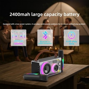 Haut-parleur portable sans fil avec radio FM, entrée AUX/USB/carte TF, lumière RGB, son surround 1020W, étanche IPX4, pour extérieur - Product Image 3