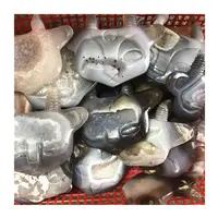 自然に刻まれたドルジー瑪瑙ジオード邪悪な猫クリスタル装飾用の貴重な癒しの石