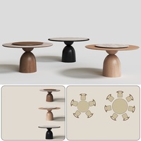 Italienischer Luxus Vintage runder Esstisch Set High-End Massivholz mit Stühlen für Home Villas Hotels