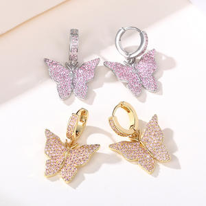 Pendientes de Mariposa para Mujer, Plata 925, Chapados en Oro Rosa, Cristal Rosa con Microincrustaciones, Joyería para Uso Diario - Product Image 3