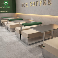 Ensemble de tables et chaises de café modernes et durables en acier inoxydable, sièges de restaurant en cuir Nappa à mousse haute densité, pour usage commercial et café