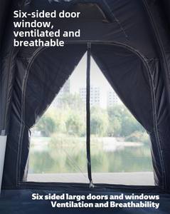 Tente boule verte à double porte, six fenêtres, auvent gonflable, imperméable, protégé contre les UV, portable, quatre saisons, installation rapide, 1 à 4 personnes - Product Image 6