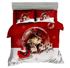 Ensemble de literie de noël, meilleure vente, housse de couette, couette, taie d'oreiller, linge de lit 3D Queen King, Double Full, simple