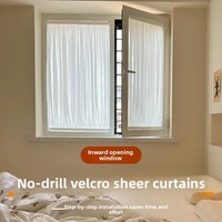 Voilage transparent auto-adhésif sans perforations, personnalisable, perméable, à plis froncés, moderne, toutes saisons, pour intérieur/fenêtre