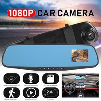 Pabrikan Profesional Lensa 1080P Kaca Spion Mobil Mundur Kamera Cadangan Kit 2.4 Inci Cermin DVR Mobil Murah Kirimkan Hadiah