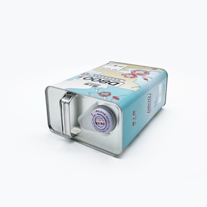 Boîtes en fer blanc rectangulaires de 4 L pour huile moteur avec logo personnalisé, bouchon à pression, impression offset et finition laquée - Product Image 6