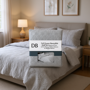 Juego de Edredón Reversible DB Full Queen, Gris, Geométrico, Floral, de Algodón, para Dormitorio, para Todas las Temporadas - Product Image 2