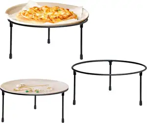Customized Metal Wire Pizza Pan Riser Stands- Round Pizza Tray Riser Rack Tabletop Display Racks for Food Platter