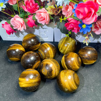 Vente en gros de boule de cristal naturel pierre de guérison sphère de pierre d'oeil de tigre jaune pour la collection