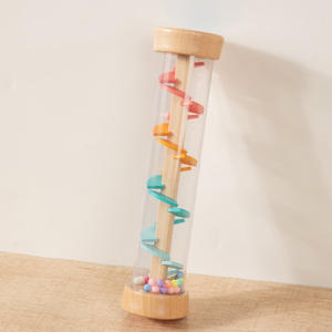 Jouet pluieuse en bois - <span class=keywords><strong>Tube</strong></span> sonore rotatif pour bébés, instrument musical sensoriel Montessori pour l'éducation précoce - Product Image 3