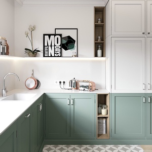 Armario de cocina de madera de roble macizo de diseño francés moderno personalizado con juego de cocina victoriano completo de estilo MDF a la venta - Product Image 1