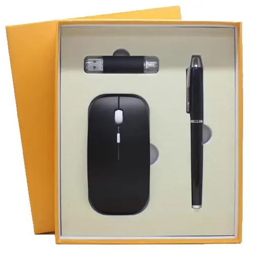 2023 Groothandel Nieuwe Trendy Custom Kantoor Muis Met Usb Flash Drive En Pen Corporate Gift Set Voor Mannen Vrouwen