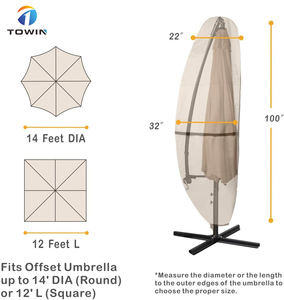 <span class=keywords><strong>Grand</strong></span> <span class=keywords><strong>parasol</strong></span> de marché imperméable <span class=keywords><strong>beige</strong></span> couvre parapluie de patio couvre avec fermeture éclair - Product Image 2