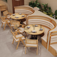 Canapé de stand moderne personnalisé Prix d'usine pas cher Oeuvre d'art Ensemble de table à manger en bois massif pour restaurant