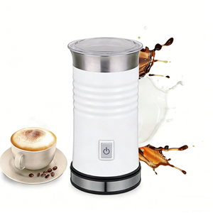 Mousseur à lait automatique portable blanc de qualité alimentaire 4-en-1, mini mousseur à lait électrique noir avec réglage de mousse chaude et froide - Product Image 1