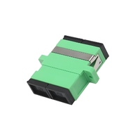Coupleur optique monomode SC APC duplex monobloc avec bride vert