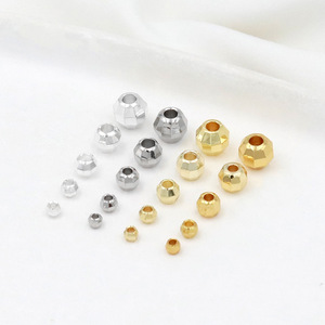 Perles gravées au laser en forme de diamant plaquées or 18 carats, bracelet à perles dorées DIY, perles d'espacement en or 14 carats, D13 - Product Image 1