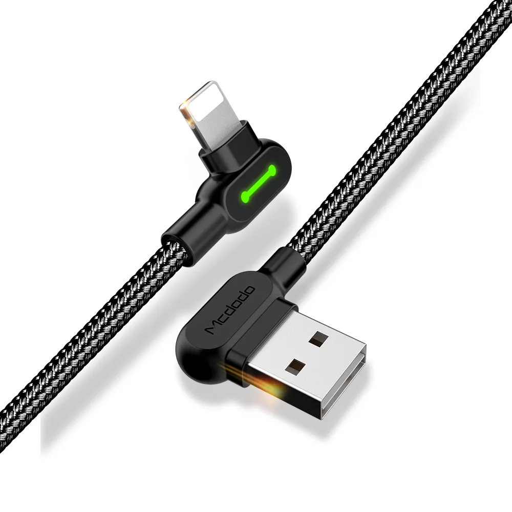 Mcdodo Atacado 0.5m/1.2m/1.8m/3m Cabo USB 90 grau gaming cabo de carregamento micro Usb Tipo C cabo de dados Carregador usb para iPhone
