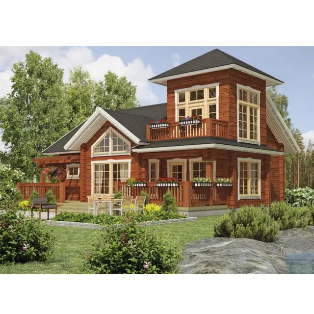 Double Luxury Villa Beautiful Castle Prefabricated House Log Houses Wooden Log Homes and Garden Cabins