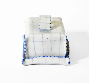 Nouveau beurrier moderne à carreaux avec couvercle Beurrier rectangulaire géométrique Conteneurs à beurre de luxe avec bord à volants - Product Image 3