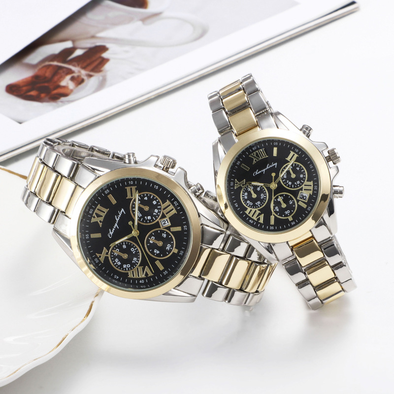 Fashion Casual Calendar Clock Automatic Movement Mechanical Watch Steel Bracelet Watch Roman Numerals Couple Watches Men Women