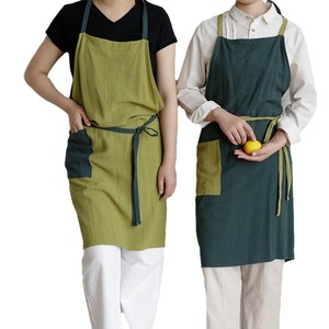 Cotton Color-Blocked Bib Apron Machine Washable For Home Daily Use - Product Image 5