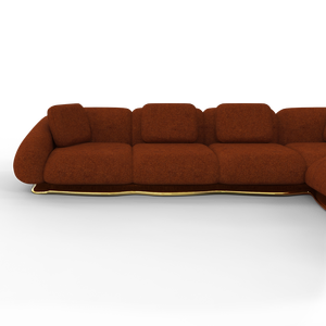 Canapé en tissu de luxe italien avec base en laiton, canapés de salon modernes en forme de L, ensembles de canapés pour villas haut de gamme, personnalisables - Product Image 4