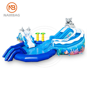 Parc aquatique gonflable terrestre Dauphin Éléphant Thème <span class=keywords><strong>Waterworld</strong></span> Toboggan aquatique avec piscine Combo Parcs d'attractions gonflables - Product Image 6