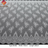 Kain Renda Bulu Mata Chantilly Putih Gading 100% Nilon Bordir Bunga Kain Renda Prancis 1.5M X 3M untuk Gaun Pengantin