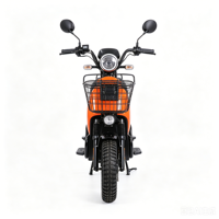 Scooter électrique urbain avec pneus larges, panier avant et porte-bagages arrière, freins à disque, suspension intégrale pour adultes