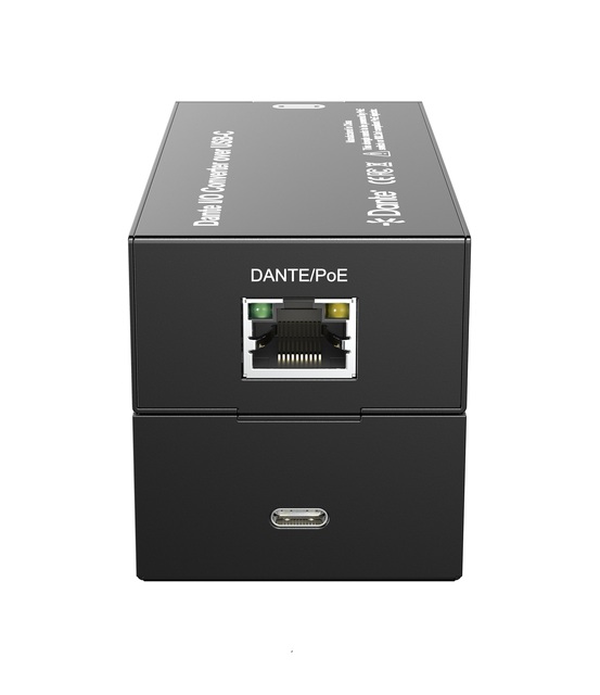 USB C Dante Audio Converter 2x2 Bidirectional Network Audio Interface PoE 48kHz 24 Bit for Laptop Phone