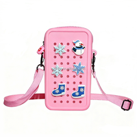 Sac à bandoulière pour téléphone portable en silicone DIY avec breloques, sangle réglable, pour filles/enfants, pochette décorative mignonne, 9 couleurs en stock