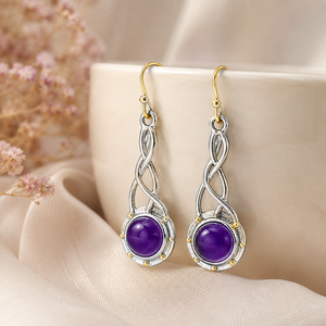 Orecchini Vintage a Goccia Intrecciata Viola, Gioielli Eleganti da Donna alla Moda - Product Image 6