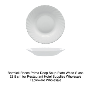 จานซุปทรงลึกสีขาวแก้ว Bormioli Rocco Prima ขนาด 22.5 ซม. สำหรับร้านอาหาร โรงแรม ขายส่งอุปกรณ์บนโต๊ะอาหาร - Product Image 2