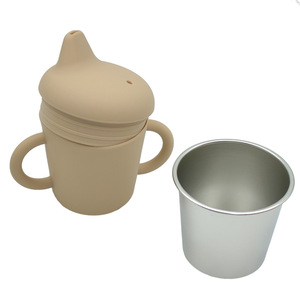 Tasse à bec réutilisable en silicone pour bébé, sans BPA, avec couvercle incassable et poignée souple, pour tout-petits et enfants, avec paille intégrée pour les repas - Product Image 2