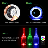 Sous-verres lumineux LED contrôlables par application, cadeaux personnalisés pour fêtes, autocollants promotionnels pour bouteilles, décoration de bar et de boîte de nuit
