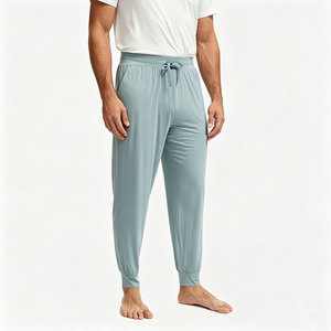 Pyjama en viscose de bambou tricoté pour homme, vêtements de nuit respirants, vêtements de nuit personnalisés en coton et soie tricotés, vêtements de détente doux - Product Image 1
