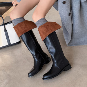 2025 automne hiver nouvelle dame élégante sur le genou <span class=keywords><strong>bottes</strong></span> robe de soirée Design de mode en cuir véritable mi talons femmes <span class=keywords><strong>bottes</strong></span> longues 40 - Product Image 3